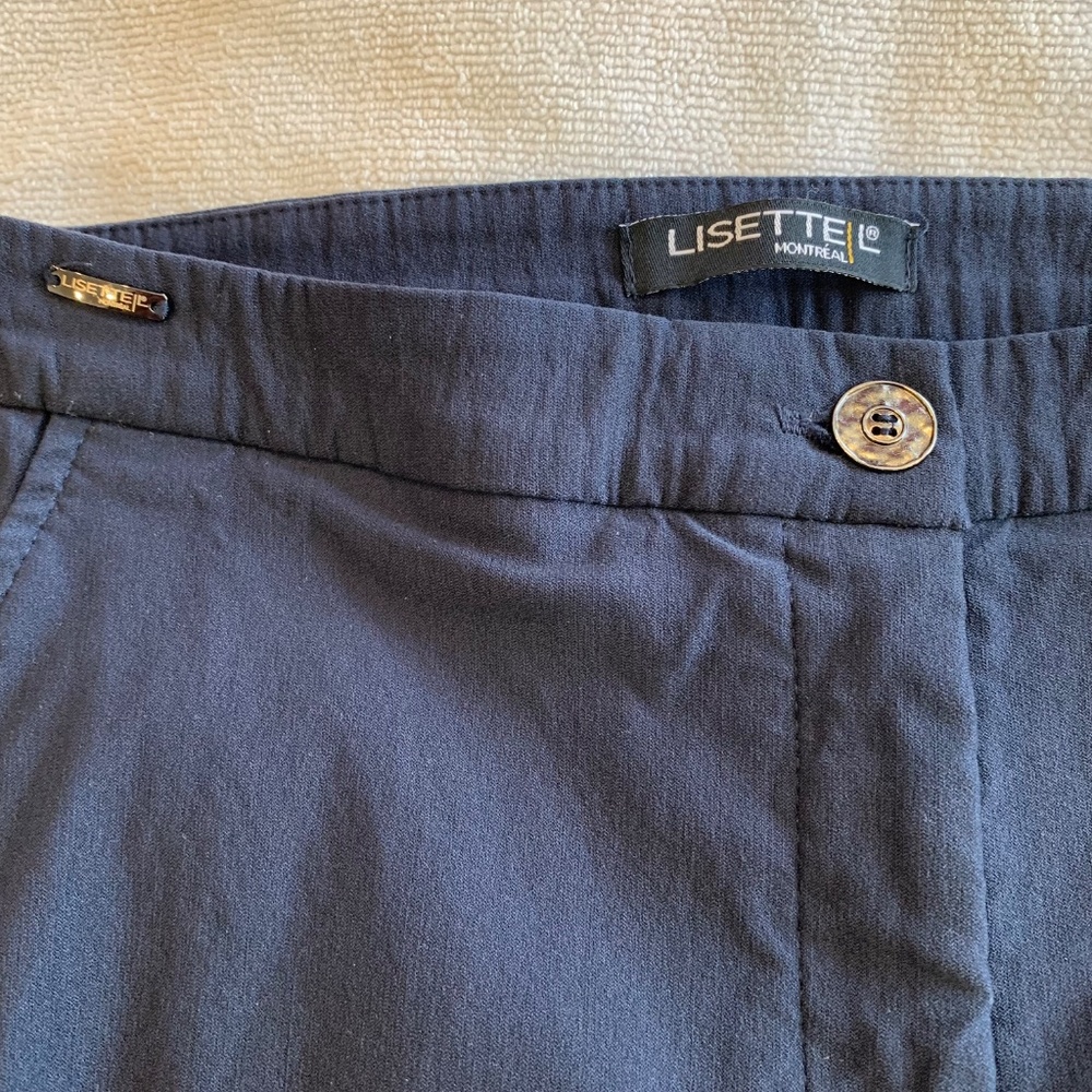 Lisette L Montréal Navy Comfort Pant Pull-On Slim Leg Size 6 Made in Canada Work - Picture 2 of 8